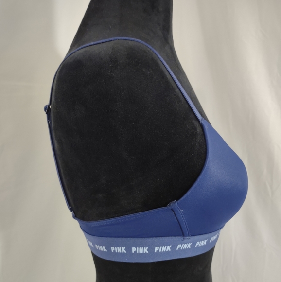PINK VICTORIA'S SECRET Navy Blue Wear Everywhere Wireless Padded Bra Size 32B - Picture 4 of 8
